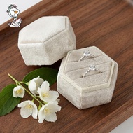 Velvet Jewelry Ring Box 3 Slots Hexagon Ring Gift Box Vintage Ring Display Holder Case