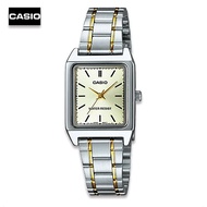 Velashop  นาฬิกาข้อมือผู้หญิง Casio สายสแตนเลส 2 กษัตริย์ รุ่น LTP-V007SG-9EUDF LTP-V007SG-9E LTP-V007SG(สีทอง)