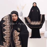 Terlaris! Mukena Rayon Premium Anarkali Hitam Bordir Mewah