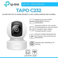 TP-LINK TAPO C232 3K 5MP PAN TILT AI HOME SECURITY 2 WAY AUDIO INDOOR WIFI CAMERA