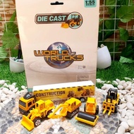 Diecast Set Truk Trailer & Excavator Alloy - Mainan Miniatur beko
