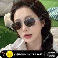 (JIUERBA) Little Ice Cube Metal Frame Plastic Rings Sunglasses Women's Square Y2K Spice Girls Style 