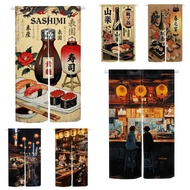 Japanese Izakaya Noren Door Curtain Lucky Cat Sake Izakaya Dining Room Linen Doorway Curtain Kitchen