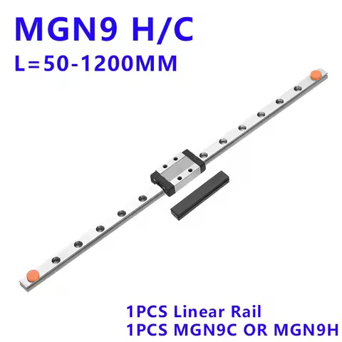 1PCS MGN9 9mm Linear Guide 100 150 200 250 300 350 400 450 500 600 800 1000mm Linear Rail + MGN9H or