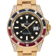Rolex GMT-Master II 116748 นาฬิกาข้อมือผู้ชาย หน้าปัดสีดำ ตัวเรือนทองคำ 18K ระบบไขลานอัตโนมัติ แสดงเ