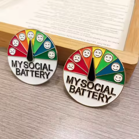 2PCS Alloy Social Anxiety Badge Set - Rotatable Mood Emoji Badges, Suitable for Jackets/Bags, Mental