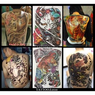 Full Size Tattoo Kabuki Ganesha Geisha Tiger Koi Dragon Sticker Waterproof Temporary Fake