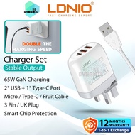 LDNIO A3511Q 65W Charger Set 65W Fast Charging Charger Adapter Set Wall Plug LDNIO Charger Adaptor S
