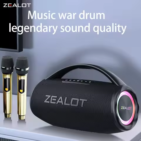 Zealot S97M 80W Powerful Subwoofer Wireless Speaker,With Two Wireless Karaoke Microphones, RGB light