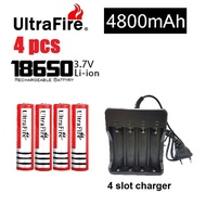 3.7V 4800mAh RECHARGEABLE LI-ION BATTERY 18650 LITHIUM W 4 SLOT CHARGER BUNDLE Bateri Vape Recharge
