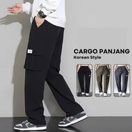 Latest Men's Plain Formal Regular Standard Jumbo Straight Fit Long Black Cargo Pants