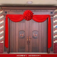 结婚大红花球别墅农村大门装饰乔迁挂红喜庆大红绸布波浪形拉花Wedding Big Red Flower Ball Villa Rural Gate Decoration Joewangzai99.my