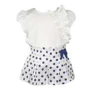 Periwinkle Girls Kids Eunice White Top and Polka Dots Short