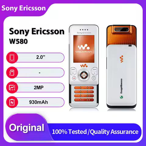 Original Unlocked Sony Ericsson W580 W580i W580C 2G 2.0 inches Bluetooth 930mAh 2MP Mobile Phone
