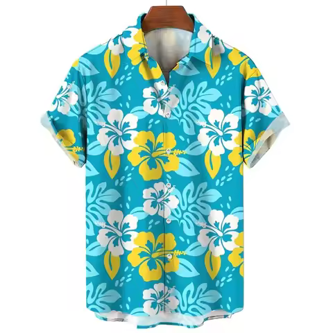 Men's Shirt Summer New Hawaiian Shirt Casual Shirt Beach Shirt Short Sleeve Flower Plant Lapel Hawai