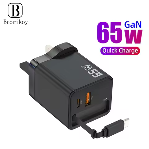 65W Gan Universal Retractable Charger Multiport Block Plug Station For iPhone 16 Samsung Xiaomi Huaw