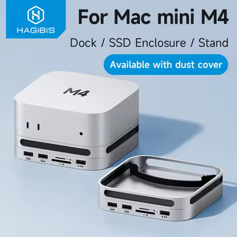 Hagibis USB C Hub with M.2 SSD Enclosure Type-C Docking Station for Mac mini M4/M4 Pro 4K 60Hz USB 3