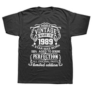 Made Vintage In 1989 T-shirts Men Dad Father Short Sleeve 33 Years Old 33Th Birthday Gift T Shirt Co