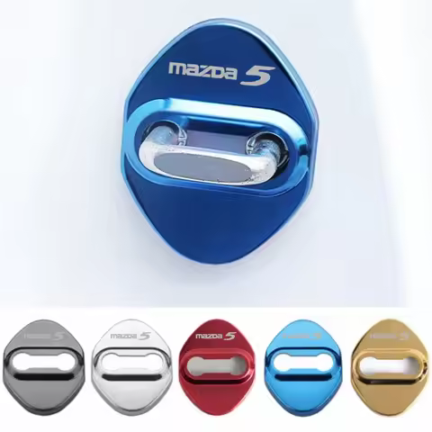 4pcs Car Door Lock Anti-rust Cover Case Sticker Protective Emblem Decoration for Mazda 5 Mazda5 Logo