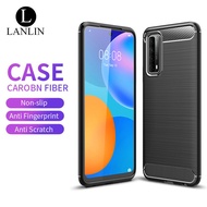 LANLIN For Huawei Y7a Phone Case Ultimate Protection Resilient Shock Absorption and Carbon Fiber Des