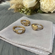 Copper Color D Letter Design Jewelry For Woman Wedding Engagement Ring Finger Accessories Love Heart Star Pattern Embellish