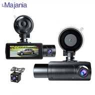 LMajania 3 Channel WiFi Dash Cam Front And Rear Inside, High-definition Screen Triple Car Camera Vid