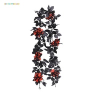 【BEST HOT】Halloween Garland Black Artificial Flowers Fake Roses Hanging Vines 5.7FT