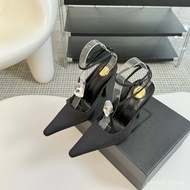 YSL-Inspired High Heels - New SS25 Pointed Toe Stilettos with Thin Cross Straps & Rhinestone Detail 