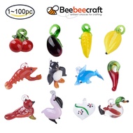 Beebeecraft 1~100pcs Handmade Lampwork Pendants Cherry/Multi Shape Multi Color for DIY Jewelry Making