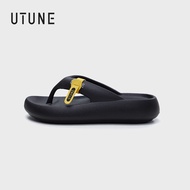 Utune Phụ nữ dép tông mềm mại Dép đế xuồng màu sắc tươi sáng đế dày chống trượt cao su bãi biển Slid
