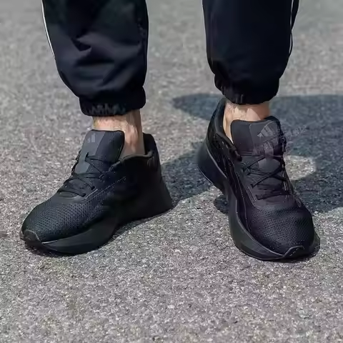 adidas All Black Breathable Mesh Reflective Three Stripes Lightweight Running Sneakers IE7261 sport