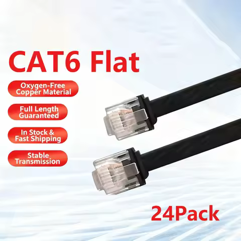 24 Pack Cat6 Short Flat Ethernet Patch RJ45 UTP Cable 1G Support Cat 6 Patch Cable for NAS Patch Pan