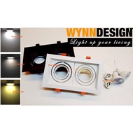 Wynn Design Eyeball Casing with GU10 Bulb Ceiling Recess Spot Light Double Holder Lampu Eyeball Lampu LED(EB-2H/GU10-SQ)