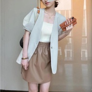 Coat Short Sleeve Blazer Top Women Thin