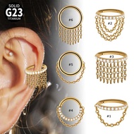 1 Piece Tassels Cartilage Hoop Earring Clicker Helix Lobe Piercing Nose Hoop Ring 16Gauge