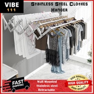 Stainless Steel Wall Mounted Retractable Clothes Hanger Drying Rack Penyidai Baju Penjemur Indoor Ou