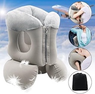 HYMIC Inflatable Travel Pillow with Soft Slipcover, Airplane Travel Sleeping Pillow Comfortably Supp