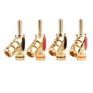 (KYSB) 4 Piece Banana Plug Y-Shaped Speaker Cable Plug Gold & Black & Red Locking Banana Plug Connec