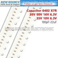(20-50pcs) 0402 SMD 25V 50V 16V 6.3V 35V 10V 6.3V X7R Capacitor 100pF-22uF 180pF 220pF 330pF 470pF 1