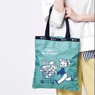 LeSportsac x Osamu Goods 聯乘環保袋 絕版原田治 淺草綠色💚購物袋 單肩袋 Tote Bag 約37*32*12cm 全新現貨