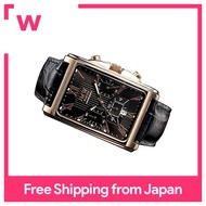 JMW TOKYO】Men's square wristwatch black &amp; rose gold wristwatch square rectangular men's chronograph limited edition seiko seiko quartz leather band genuine leather leather business simple popular gift present [limited to 300 pieces worldwide