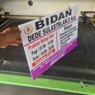 Plang Nama Praktek Bidan / Dokter Acrylic Ukuran 40 x60cm