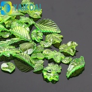 GLENES 30pcs Green Transparent Leaf Shape Beads, Leaf Shape Acrylic Beads Green Acrylic Leaf Beads, 