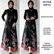 Longcardy Outer Wanita Batik Kipas Hitam Modern / cardigan model terbaru / cardigan cewek kekinian  