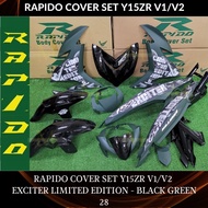 RAPIDO COVER SET Y15ZR V1/V2 EXCITER LIMITED EDITION BLACK GREEN (STICKER TANAM/AIRBRUSH) COVERSET