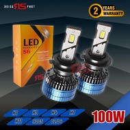 RS Racing Sport 100W S6 Headlight 2PCS 6000K White LED Foglight Spotlight Bulb Fan Canbus HID H1 H3 