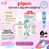 Pigeon Softouch BPP Wide Neck Bottle 240ml With Straw ALL IN ONE SET BPA FREE Baby Milk Bottle/ 6+