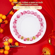 Jade Dan Tam - Tuong Vi Stone Bracelet 8mm 5A Mixed Round Charm with 3 Color Stone - Fire Element & 