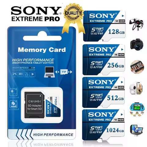 SONY Extreme Micro TF SD Card High Speed SD Memory Card 512GB 128GB 256GB U3 V60 4K Full HD Flash Ca