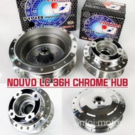 NOUVO LC CHROME HUB CNC FRONT REAR 36H DIAMOND POLISH HUB NOUVO LC